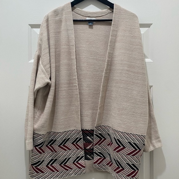 2/$15 🥑 Women’s LONG LINE Open Front Cardigan, Oatmeal, Maroon and Black, XL - Picture 1 of 8